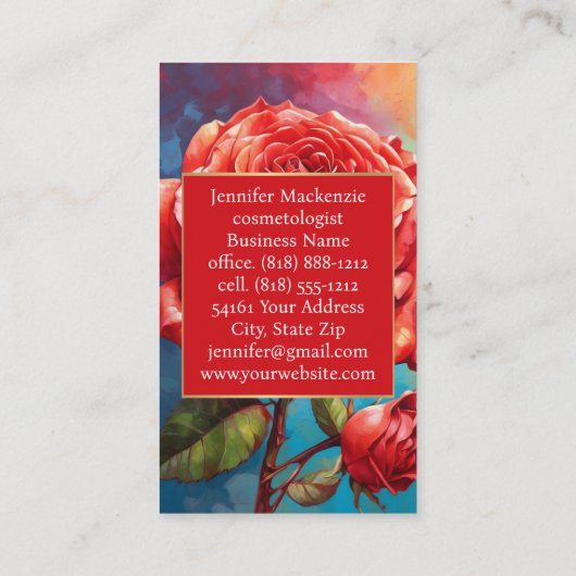 Vintage Rose AI Blumendesign Visitenkarte (Rückseite)