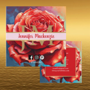 Vintage-Rose AI-generiertes florales Design Quadratische Visitenkarte