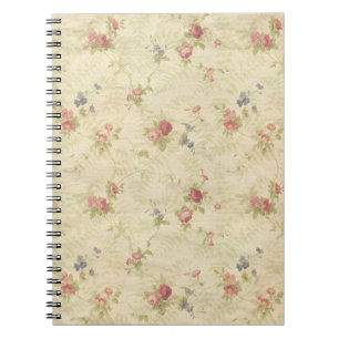 Vintage Rose alte gequälte Stoffmuster Notizblock