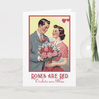 Vintage Rose am Valentinstag sind rot Karte