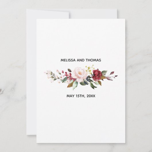 Vintage Rose Ankündigung Datum freihalten (Rückseite)