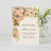 Vintage Rose, antike Blume, Blumenkinderdusche Einladung (Stehend Vorderseite)