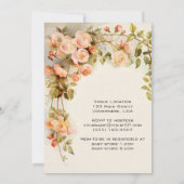 Vintage Rose, antike Blume, Blumenkinderdusche Einladung (Rückseite)
