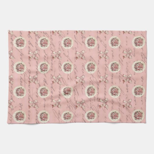 Vintage Rose Antike Briefe Geschirrtuch (Horizontal)