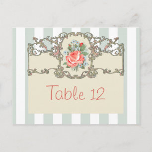 Vintage Rose Antike Hochzeitkarte Tischnummer