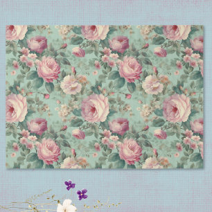 Vintage Rose Aqua Decoupage Seidenpapier