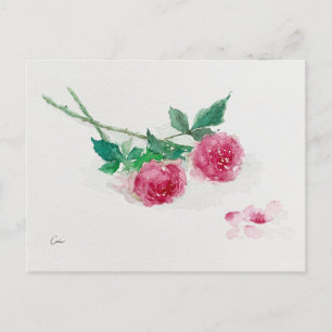 Vintage Rose Aquarellfarben Blume Postkarte