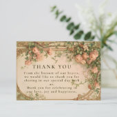 Vintage Rose Arch Wedding Dankeskarte (Stehend Vorderseite)