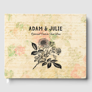 Vintage Rose Art Customizable Wedelbook Gästebuch