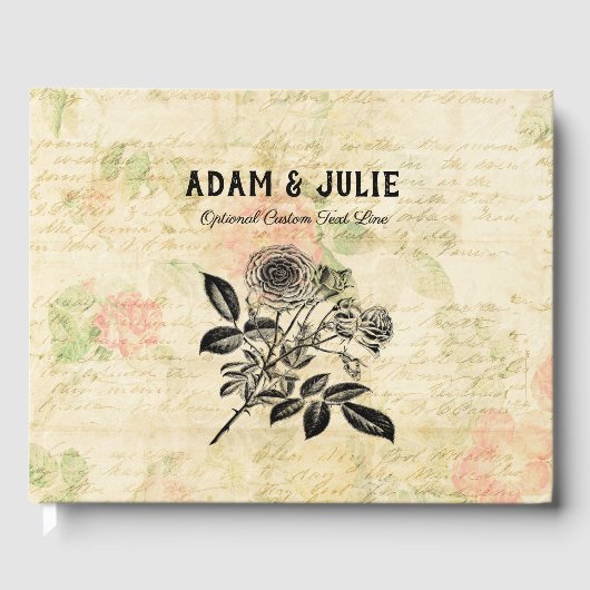 Vintage Rose Art Customizable Wedelbook Gästebuch (Vorderseite)