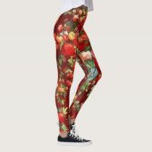 Vintage Rose Art Garnet Rote Leggings (Rechts)