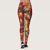 Vintage Rose Art Garnet Rote Leggings (Rückseite)