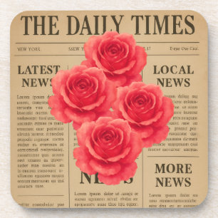 Vintage Rose auf antikem Papier Getränkeuntersetzer