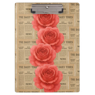 Vintage Rose auf antikem Papier Klemmbrett