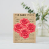 Vintage Rose auf antikem Papier Postkarte (Stehend Vorderseite)