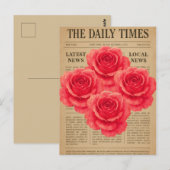 Vintage Rose auf antikem Papier Postkarte (Vorne/Hinten)