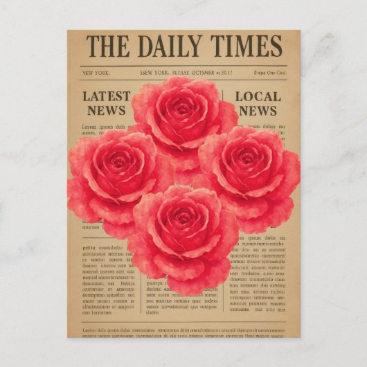 Vintage Rose auf antikem Papier Postkarte (Vorderseite)