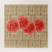 Vintage Rose auf antikem Papier Puzzle (Horizontal)