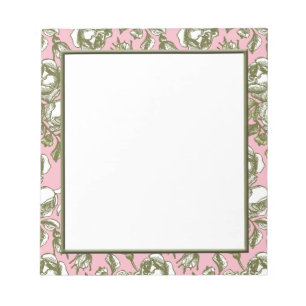 Vintage Rose auf dem hellrosa, floralen Notepad Notizblock