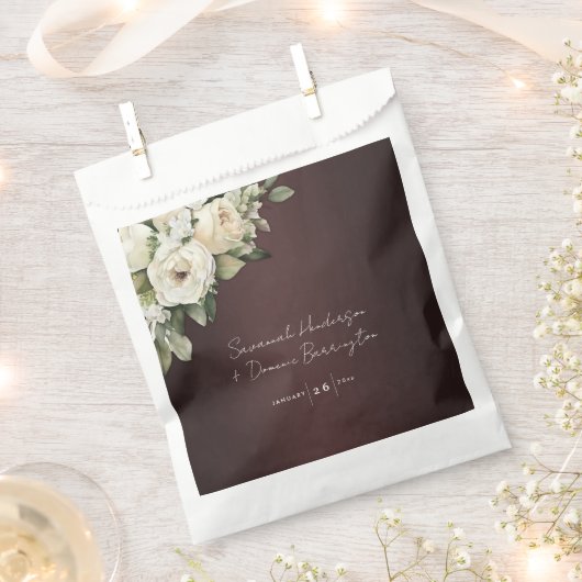 Vintage Rose auf der eleganten Burgundy-Hochzeit Geschenktütchen (Ausgeschnitten)