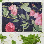 Vintage Rose auf dunkelblauem Velvet Geschirrtuch (Gefaltet)