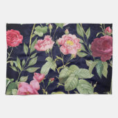 Vintage Rose auf dunkelblauem Velvet Geschirrtuch (Horizontal)
