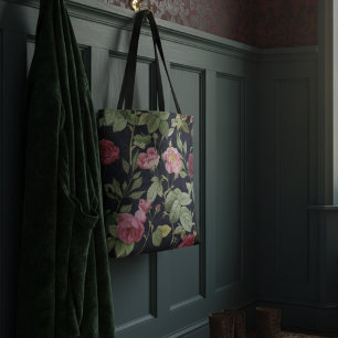 Vintage Rose auf dunkelblauem Velvet Tasche