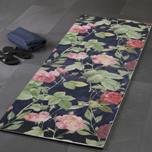 Vintage Rose auf dunkelblauem Velvet Yogamatte