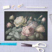 Vintage Rose auf dunklem Hintergrund Seidenpapier (Handwerk)