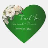 Vintage Rose auf Emerald Boho Wedding Herz-Aufkleber (Vorderseite)