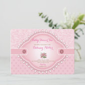 Vintage Rose Babydusche Tee Party Einladung (Stehend Vorderseite)