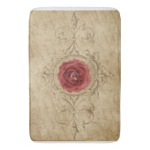 Vintage Rose Badematte, Beige und Rot Badematte (Vorderseite Vertikal)