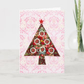 Vintage Rose Barockstil Weihnachtsbaumkarte Karte (Vorderseite)