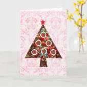 Vintage Rose Barockstil Weihnachtsbaumkarte Karte (Gelbe Blume)