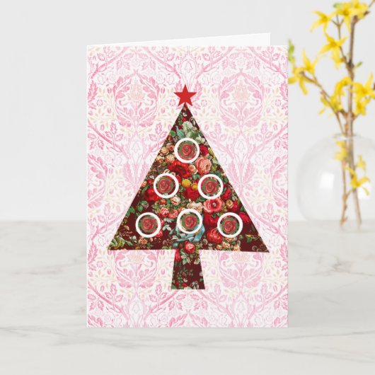 Vintage Rose Barockstil Weihnachtsbaumkarte Karte (Gelbe Blume)