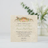 Vintage Rose bei Vögeln, Einladung zur Hochzeit (Stehend Vorderseite)