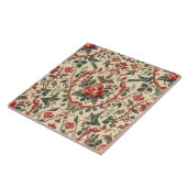 Vintage Rose & Bird Pattern Romantic Art Nouveau Fliese (Seite)