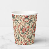 Vintage Rose & Bird Pattern Romantic Art Nouveau Pappbecher (Rechts)