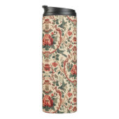 Vintage Rose & Bird Pattern Romantic Art Nouveau Thermosbecher (Nach rechts gedreht)