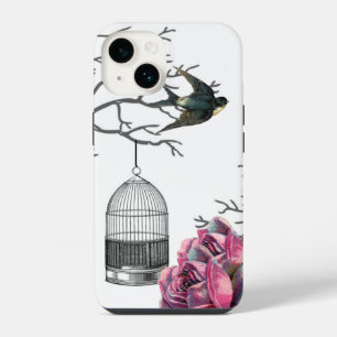 Vintage Rose Birdcage Fall schlucken iPhone 14 Hülle