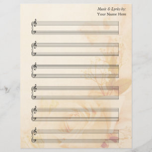 Vintage Rose Blank Sheet Music Piano Staves