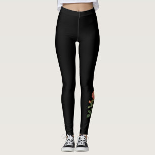 Vintage Rose Bloom Botanische Schwarze Leggings