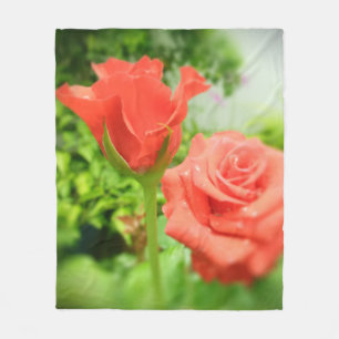 Vintage Rose Blume #2 Fleecedecke
