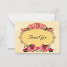 Vintage Rose Blume Danke Karten