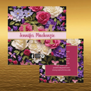 Vintage Rose Blume Gold Hübsch Rosa Lila Quadratische Visitenkarte
