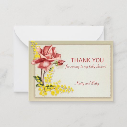 Vintage Rose Blume Vielen Dank Mitteilungskarte (Vorderseite)