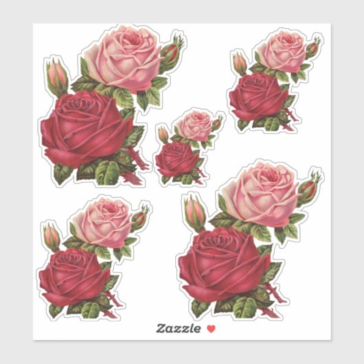 Vintage Rose Blume Vinyl Contour Stickers Aufkleber (Blatt)