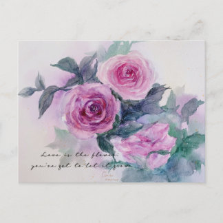 Vintage Rose Blume Wine Farbe Kunst, Dichtung und  Postkarte