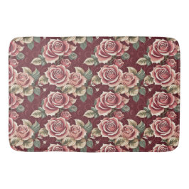 Vintage Rose Blumenbadematte - Romantisches Burgun Badematte