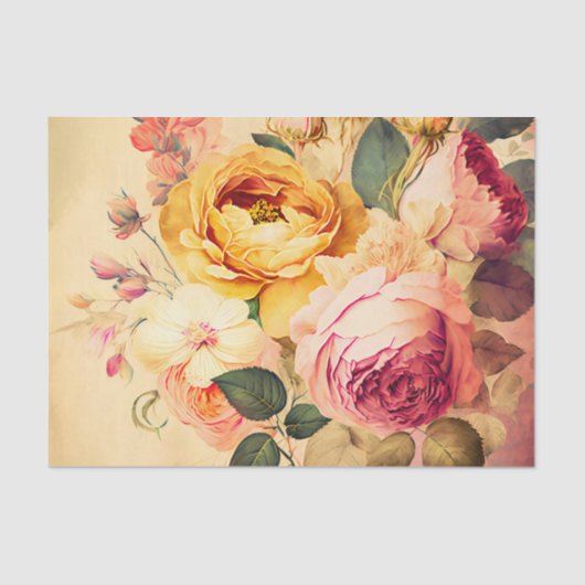 VINTAGE ROSE Blumendecoupage Seidenpapier (Vorderseite)